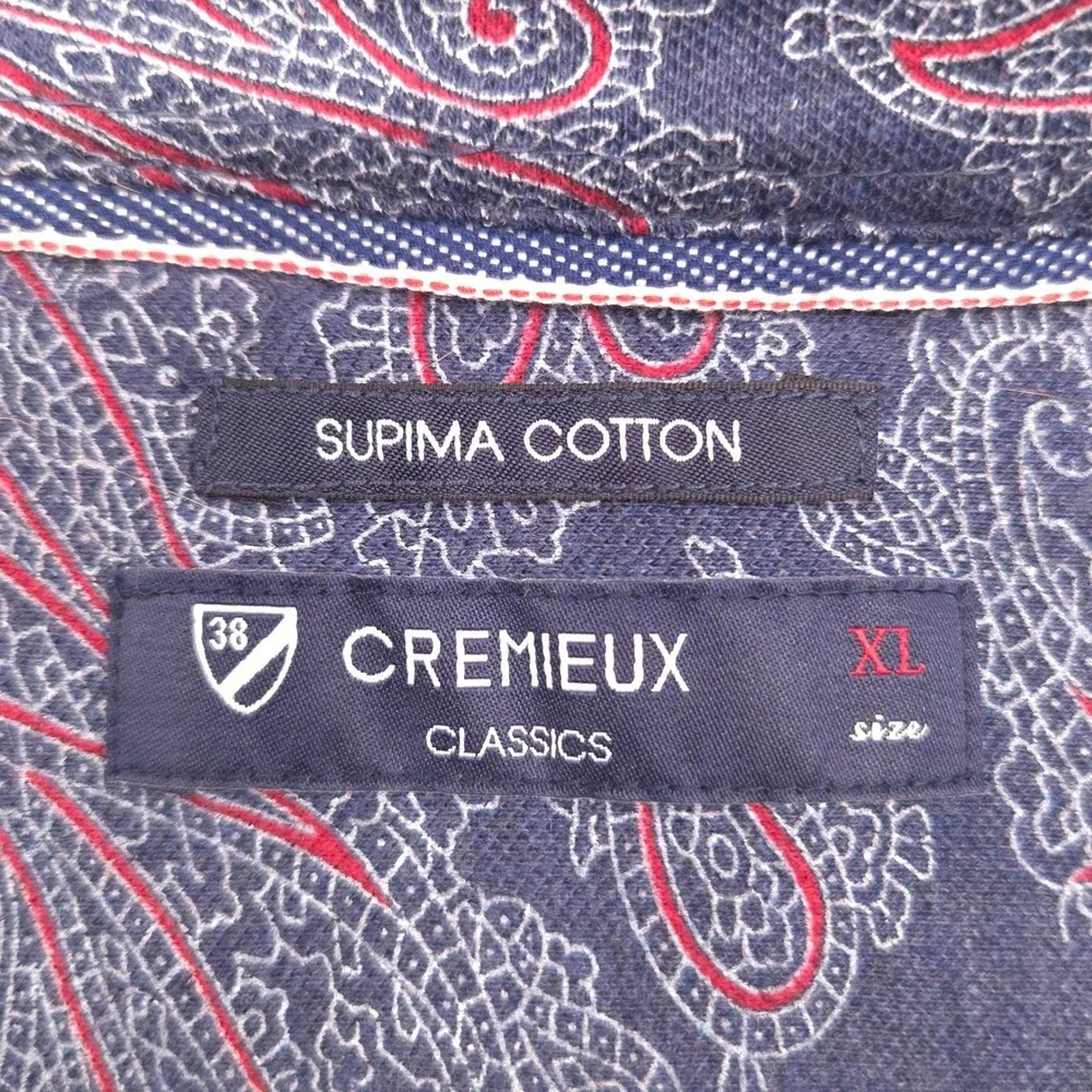 CREMIEUX CLASSICS Mens XL‎ Paisley Long Sleeve Knit Button Up Supima Cotton